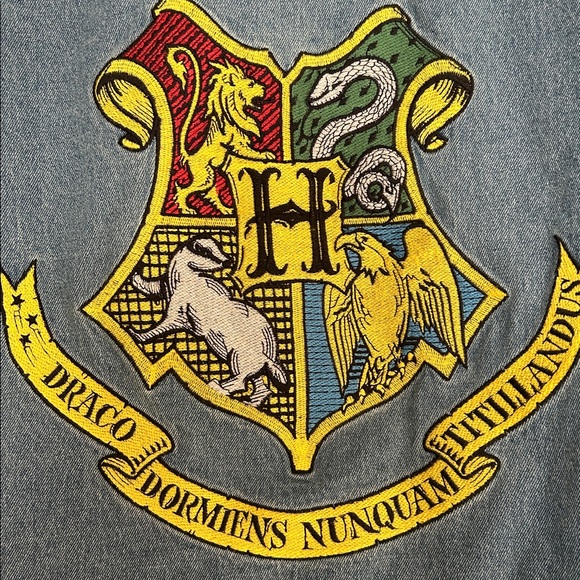 NWOT Harry Potter Hogwarts Embroidered Denim Jacket by Cakeworthy - L - Picture 4 of 14